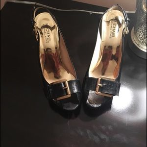 Michael Kors leather peep toe pumps